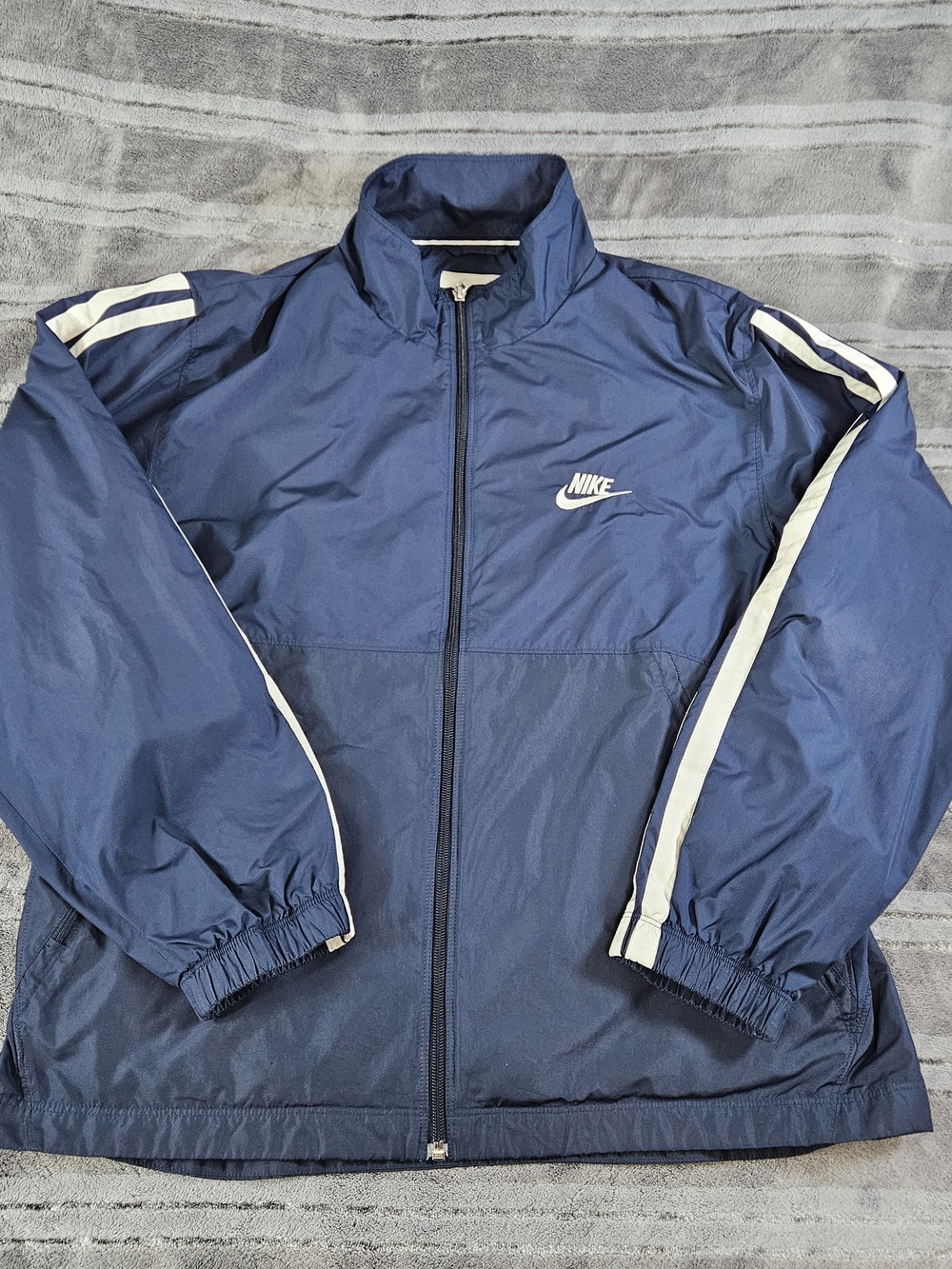 Vintage Nike Mens Blue & White Full Zip Jacket Large 90s Y2K Size L